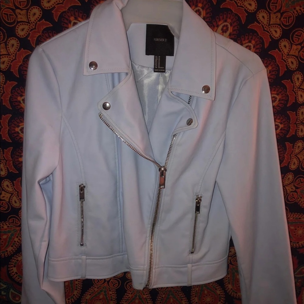 Blue leather jacket
